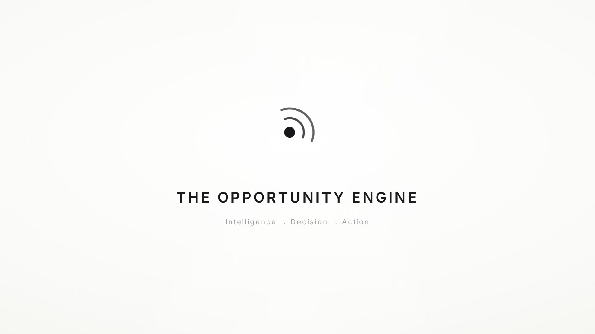 Opening frame of the video: the AI Opportunity Intelligence signal mark above the title The Opportunity Engine.